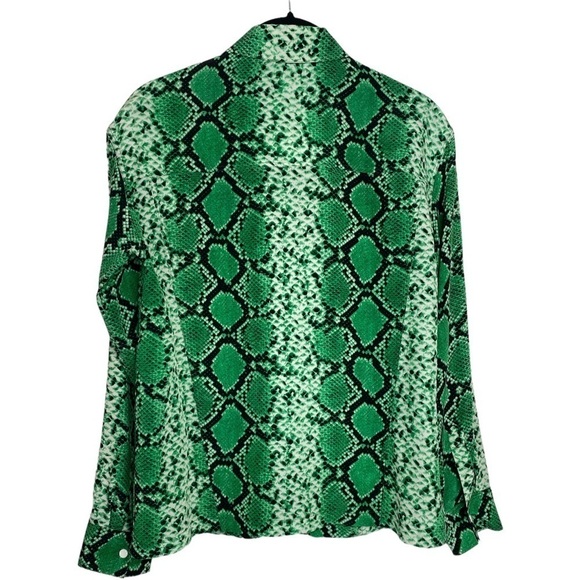 Sandro Paris Coulevre Python Silk Snap Front Blouse Small - Picture 9 of 11